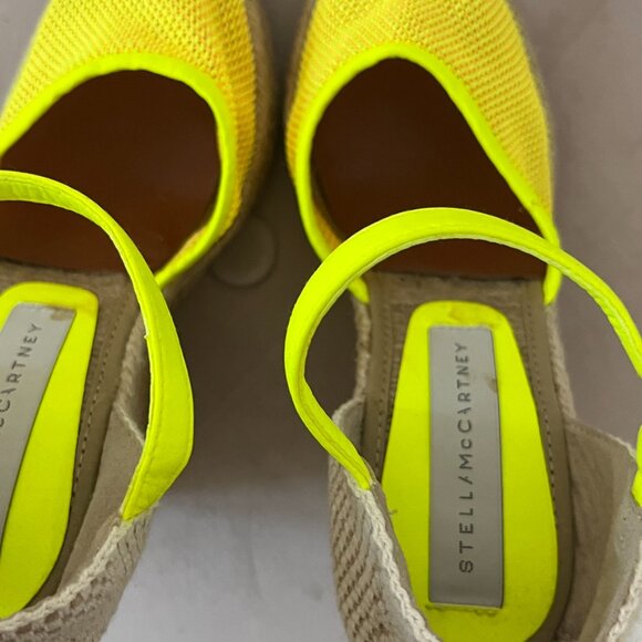 Stella McCartney Yellow Mesh Espadrille Wedge Heels Size 35 - Picture 5 of 7